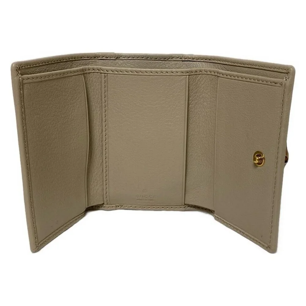 Authentic GUCCI Diana Leather Bamboo Trifold Wallet br599-121225 - Picture 5 of 7